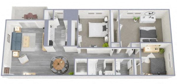 Floor plan for 3 beds, 1.5 baths, 1214 sqft